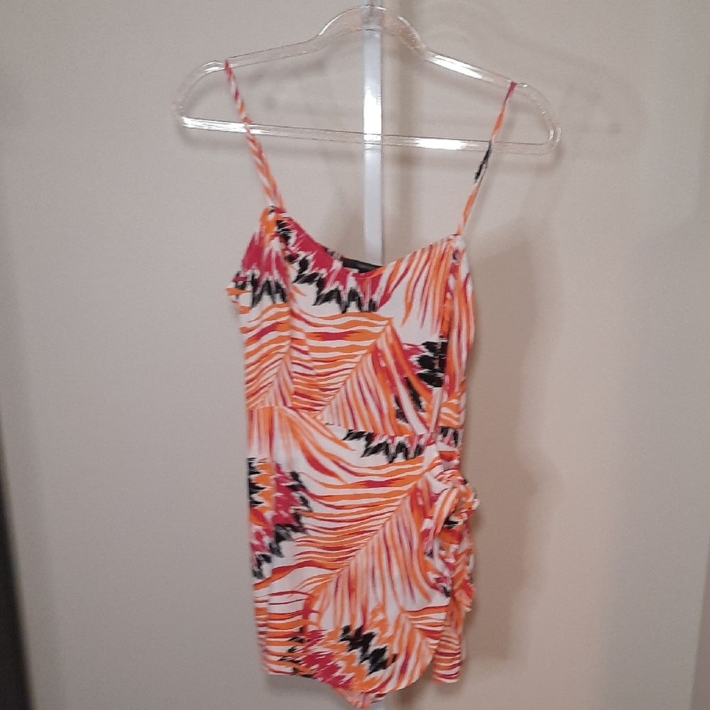 Forever 21 Women's Tropical Print Spaghetti Strap Shorts Romper